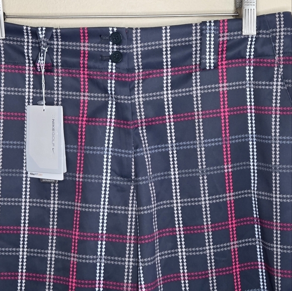 NWT Nike | Fit Dry Gray Pink Plaid Bermuda Golf Shorts Size 8 Medium - Picture 2 of 5